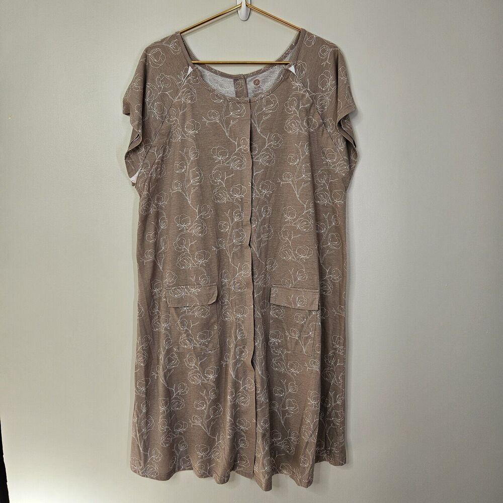 Kindred Bravely Women's Taupe Floral Comfortable Lounge Delivery Gown XL